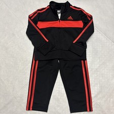Adidas Kids Black And Red Jacket And Pant Set, Size 2t
