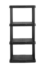4-Shelf Plastic Storage Shelf, Black, 22" W x 14" D x 47" H