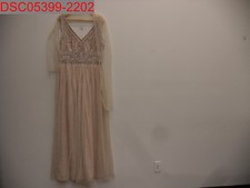NWOT - BHLDN Women's Champagne Beaded Gown with Light Weight Shawl, Size 18