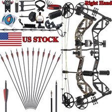 30-70lbs Archery Compound Bow RH Let off 75  Carbon Arrows Set Hunting Shooting
