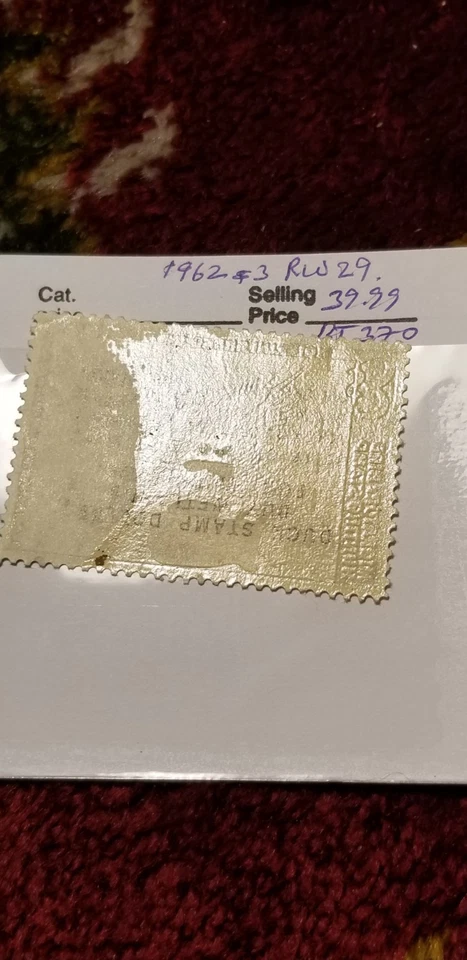 USA 1962 $3 Duck Migratory Bird Hunting Stamp Scott#RW29 Rare Find IDbt314. - Image 3 of 3