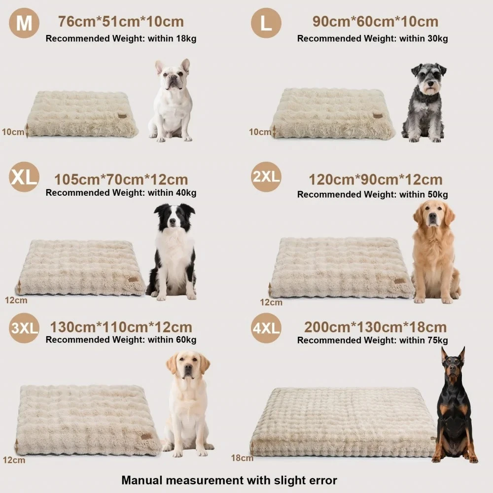 M,L,XL Fluff Khaki Ultra Plush Pet Bed Dog Cat Soft Warm Calming Bed Washable