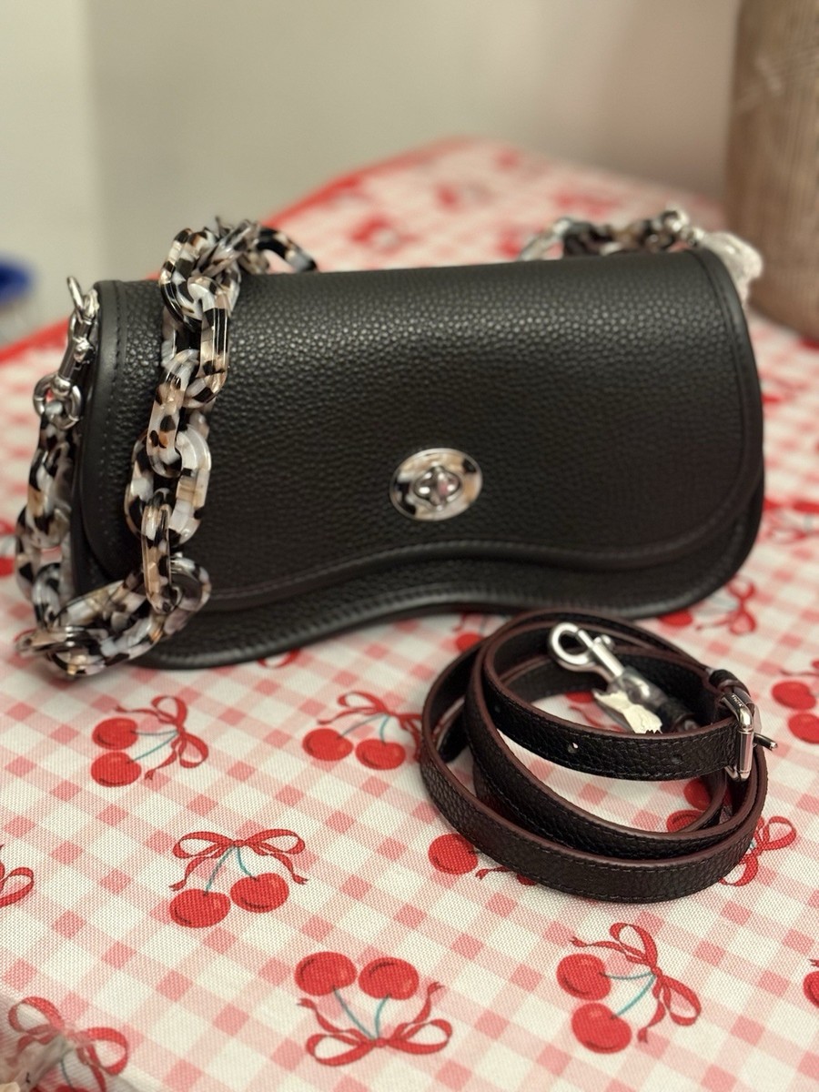 Coach Wavy Dinky Shoulder Bag Black Crossbody Coachtopia Leather