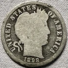 1898 United States 1 Dime "Barber Silver Dime" KM#113 2gr Fast Shipping USA