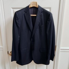 Ermenegildo Zegna All Season Twill Wool Navy Pin Stripe Mens Suit US 42L