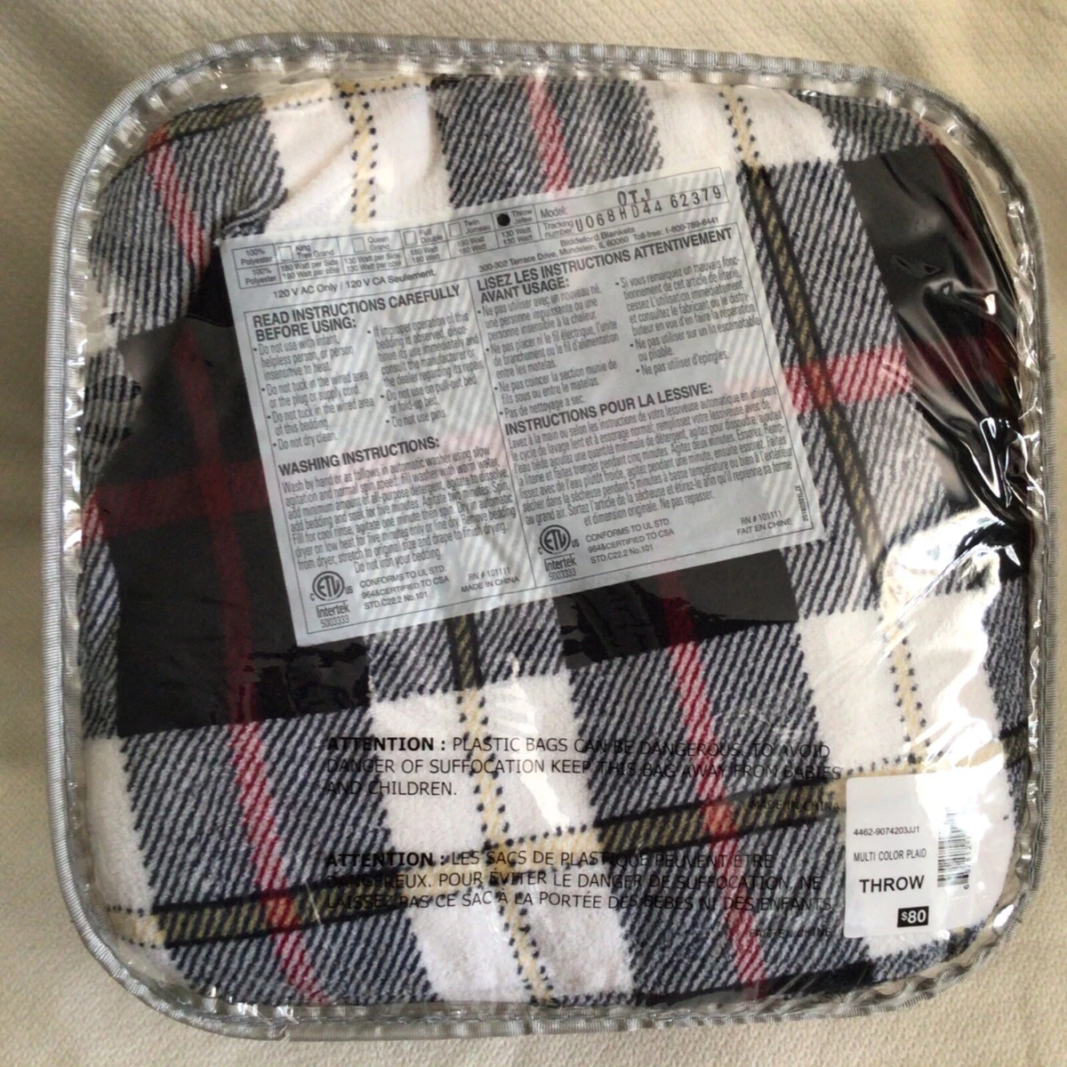Biddeford Microplush Throw Electric Heated Warming Throw Blanket Digital  Plaid 657812159848 | eBay