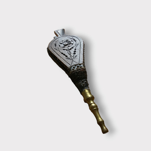 Antique Bellows 1900s - Decorative Display Piece, Carved Floral Pattern