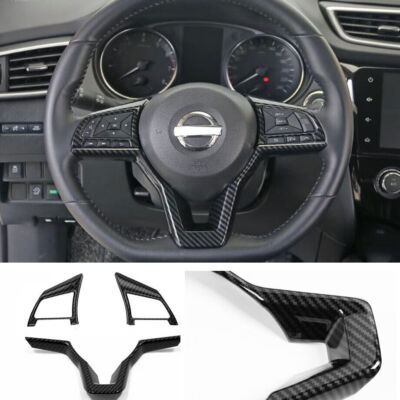 Inner Steering Wheel Cover Trim For NISSAN LEAF 2018-2023 2024 Carbon Fiber ABS
