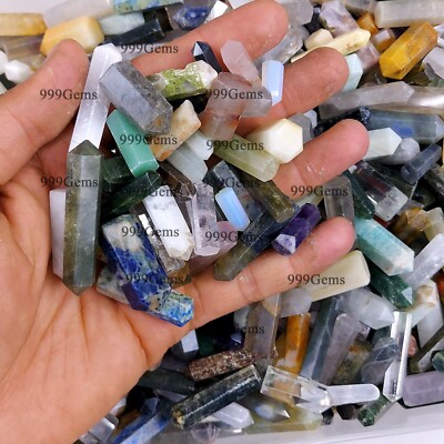 50Pcs Natural Mix Gemstone Pencil Points Random selection Lot 1-1.5inches Approx