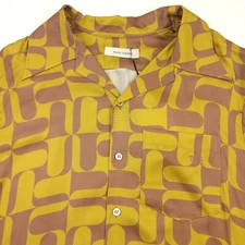 $635 Wales Bonner Brown & Yellow Rhythm Short Sleeve Camp Shirt Mens Size EUR 52