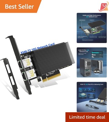 10Gb Dual LAN PCIe Network Card Intel X540 10G Ethernet Adapter for Windows L...
