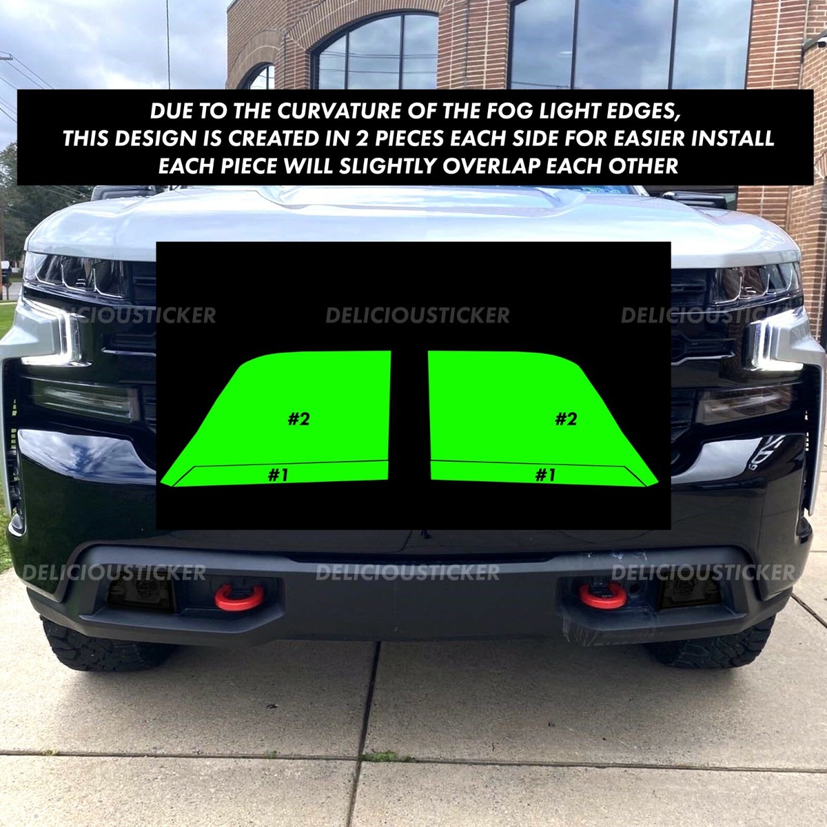 FOR 19-21 Chevy Silverado LTZ RST Headlight & Fog Light SMOKE Vinyl Tint Overlay - Foto 6