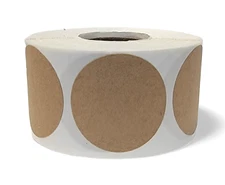 Kraft Paper Stickers - Blank 1.5" Round for Arts and Craft - 2 RLS OF 300 EA