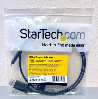 StarTech 8K USB-C to DisplayPort 1.4 Cable 1.0m Black (CDP2DP141MB)