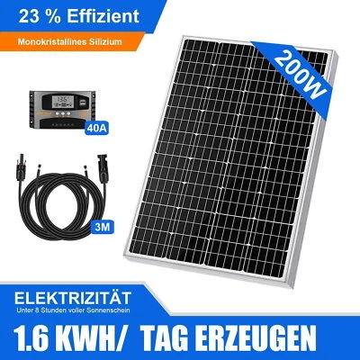 MARKENLOS 200 Watt 12 Volt Solar Set Solaranlage Inselanlage Garten Camping Solarmodul