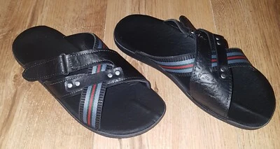 Gezer Men's Flip Flop Sandals Size 8 Black & Red Striped Hook & Loop Summer - Image 1 of 4