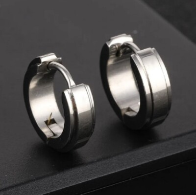 Titan Titanium Klappcreolen Kreolen Ohrringe Damen Herren Silber matt o. glanz 2