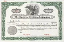 The Buckeye Brewing Company. Stock Certificate
