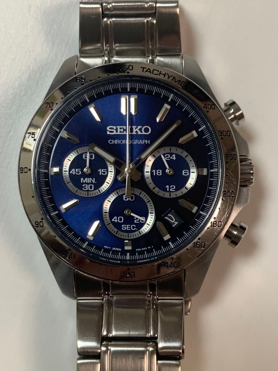 Seiko  chronograph  メンズ腕時計　8T63  blue USED Excellent] SEIKO Chronograph 8T63-00D0 Blue Dial Men's
