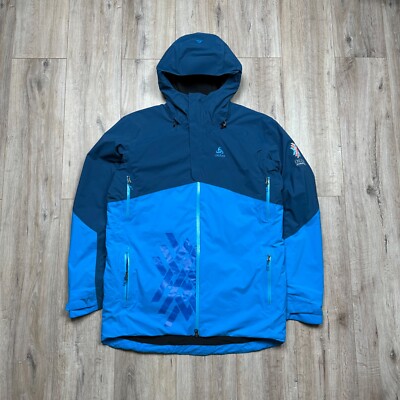 Odlo Veste Engadin Skimarathon Recco Insulation Ski Hood Jacket Blue Mens Sz XL