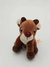 Mini Rudolph the Red-Nosed Reindeer Seated Plush Singing Light Up Nose 4.5"