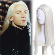 Peluca Rubia Clara Lucius Malfoy Pelucas de Pelo Largo Lacto Juegos con disfraces Fiesta de Halloween