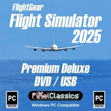 Flight Simulator 2025 X DELUXE FlightGear Aircraft Plane Helicopter Sim DVD USB