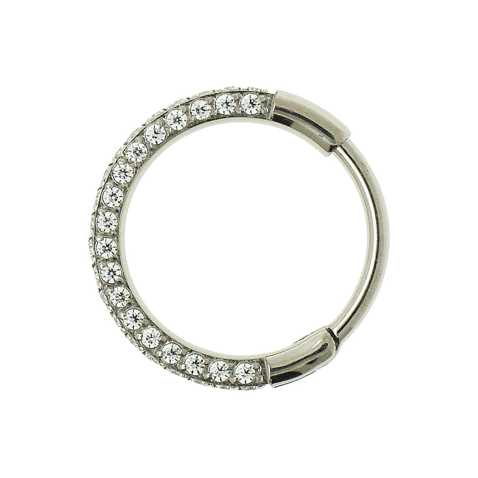 0,8mm Verschluß TITAN Gold 3 Seiten Kristalle Clicker Nasen Piercing Ohrring - Bild 4 von 4