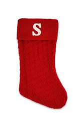 Holiday Time 19" Knit Christmas Stocking Embroidered Monogram Letter "S" Initial