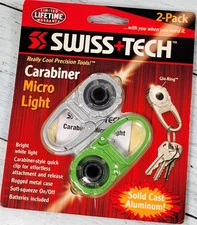 SWISS + TECH Carabiner Micro Light 2-pack Silver & Green (MLCSSV-CB2)