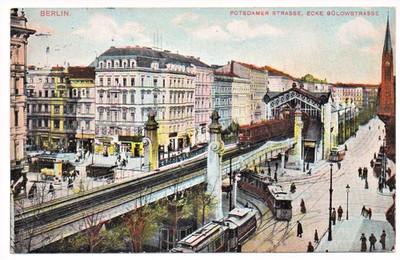 AK Berlin Potsdamer Str Bülowstr 1909 Postkarte Litho Hochbahn Görlitz Eismann
