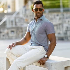 Collars & Co Polo Black Vantage Print Dress Collar Semi Spread XL Relaxed