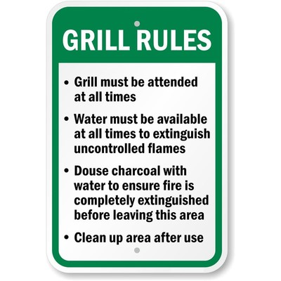 #ad #ad Grill Rules Sign Aluminum Weatherproof Outdoor BBQ Clean Up Area Plaque $12.99