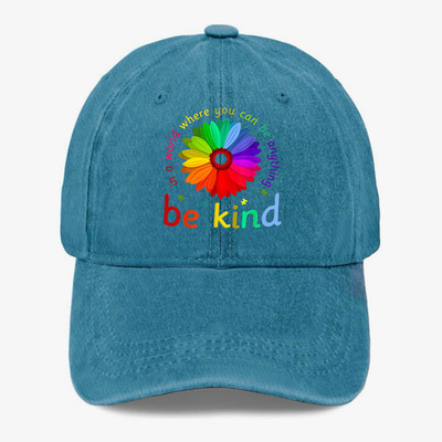Inspirational Be Kind Hat Positive Quote Floral Rainbow Dad Baseball Cap