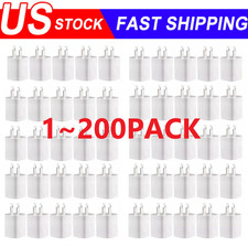 White 1A USB Power Adapter AC Home Wall Charger US Plug FOR iPhone 5 6 7 8 LOT