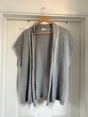 Women's Gerry Weber Grey Knit Sleeveless Cardigan Size 12 Cotton Cashmere Blend