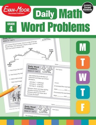 Evan-Moor Daily Word Problems, Grade 4, Homeschooling & Classroom Resource W...