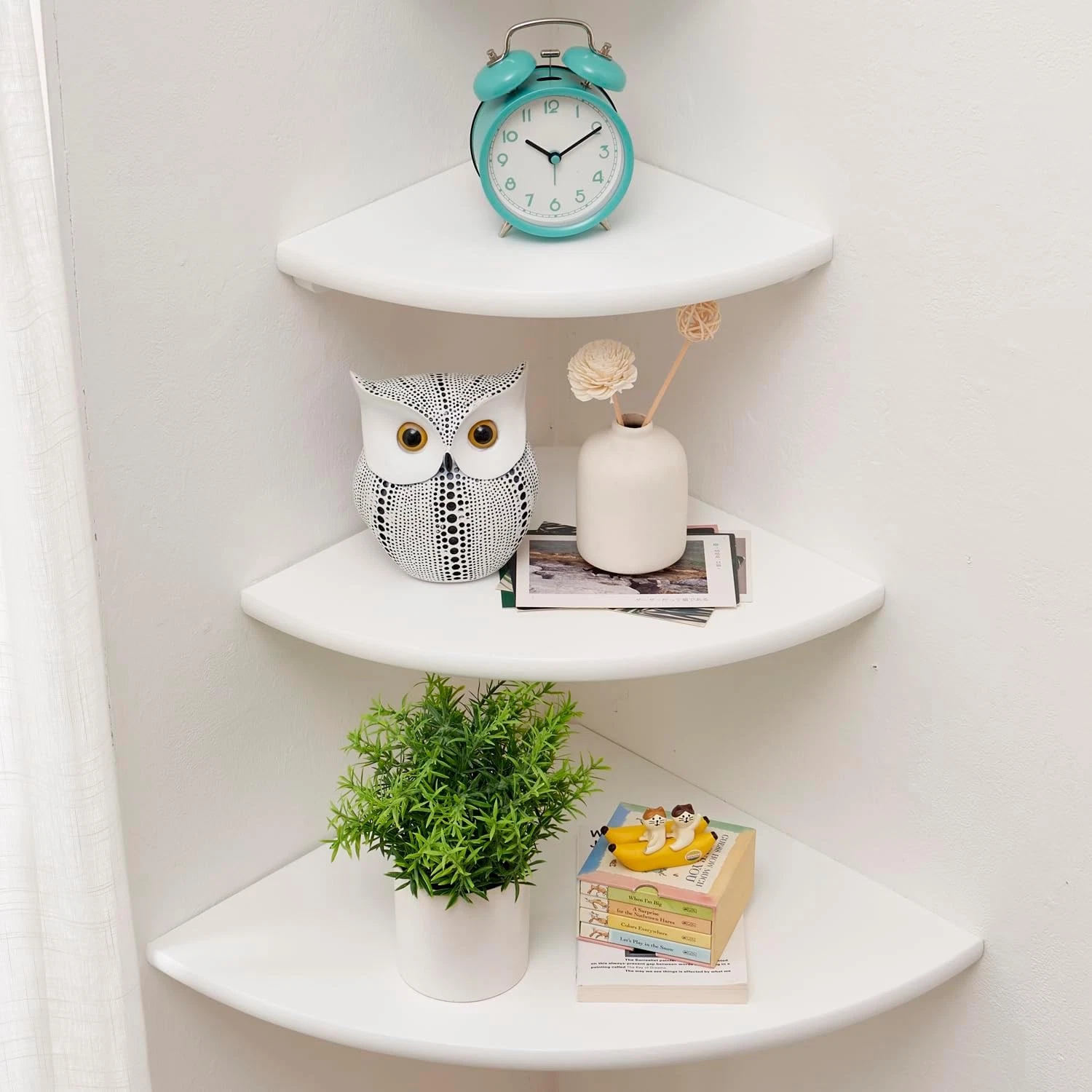 Corner Shelves Floating Corner Shelf Set of 3 Solid Oak Wood Corner Wall Shelves
