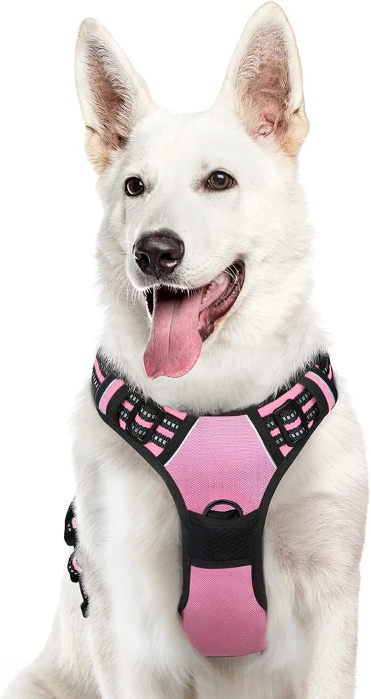 Dog Harness for Large Dogs, No Pull Service Vest with Reflective Strips and Cont