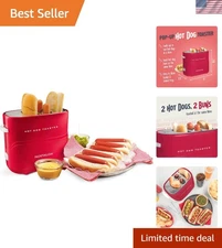 Toasts 2 Hot Dogs & 2 Buns - Retro Hot Dog Toaster with Removable Tray