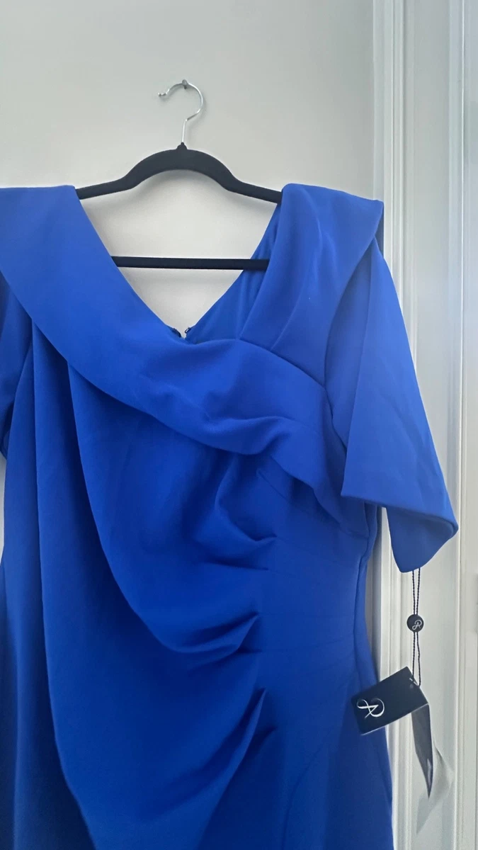 Vestido Adrianna Papell Mujer Crepé Plisado Funda Cóctel Fiesta Azul TALLA 18W
