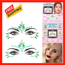 Mermaid Face Gems Stick Jewels for Women Kids Halloween Rave Party Cosplay Green