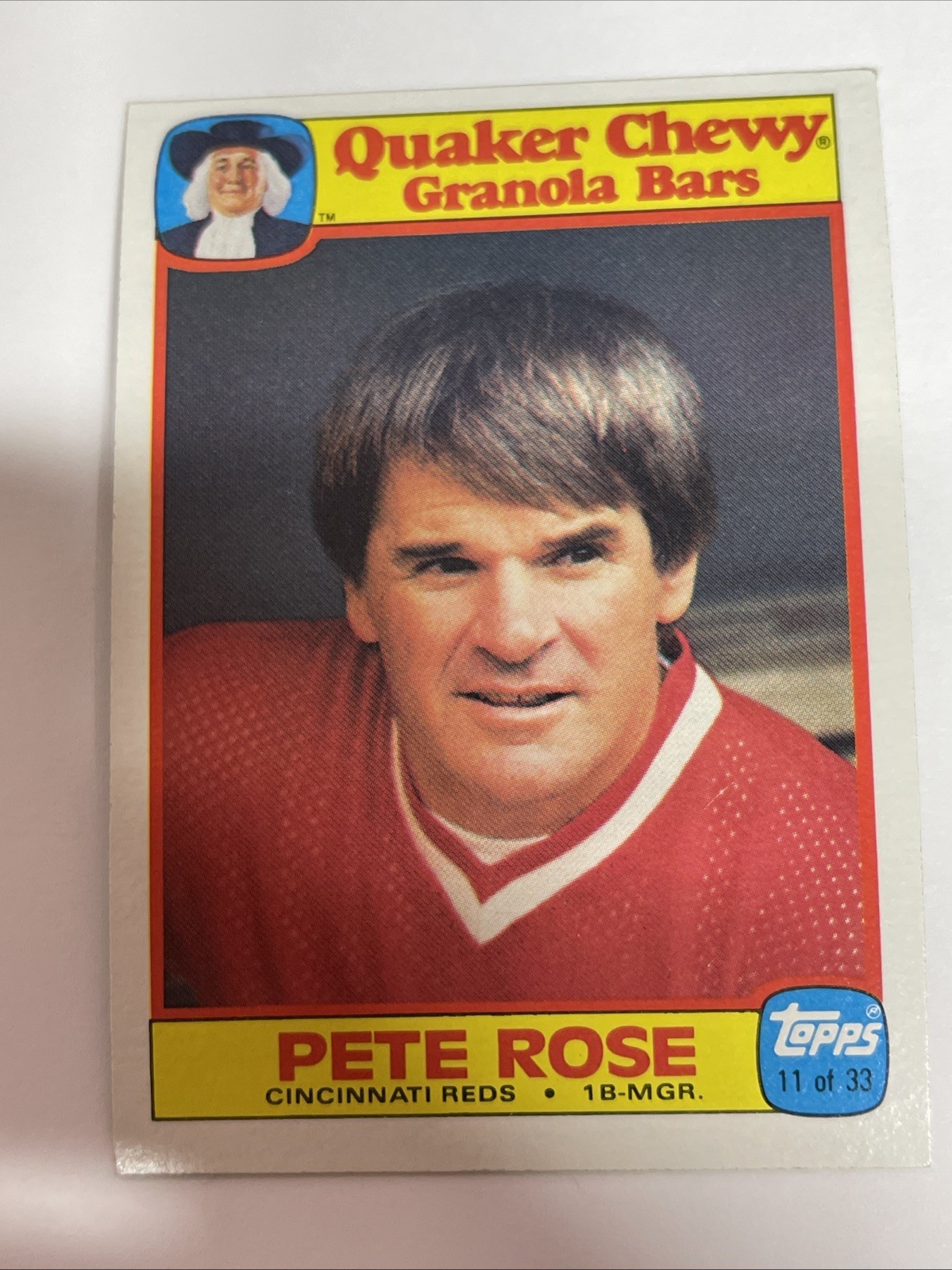 1986 Topps Quaker Chewy Granola Bars - Pete Rose #11
