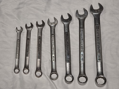 #ad Vintage Craftsman 7pc SAE 12pt Combination Wrench Set 3 8quot; 3 4quot; VV USA $39.99