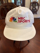 VTG white NBC Sports Hat Cap Peacock Television Made in USA Embroidered logo