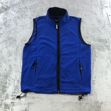 Vintage Eddie Bauer Vest Mens Small Blue EBTEK Polartec Fleece Full Zip 90s