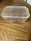 Vintage Pyrex Clear Refrigerator Dish W Lid #502-B  W Lid #502-C Ribbed