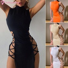 Sexy Women's Hollow Out Mesh See-Through Mini Dress Bodycon Party Club Nightwear