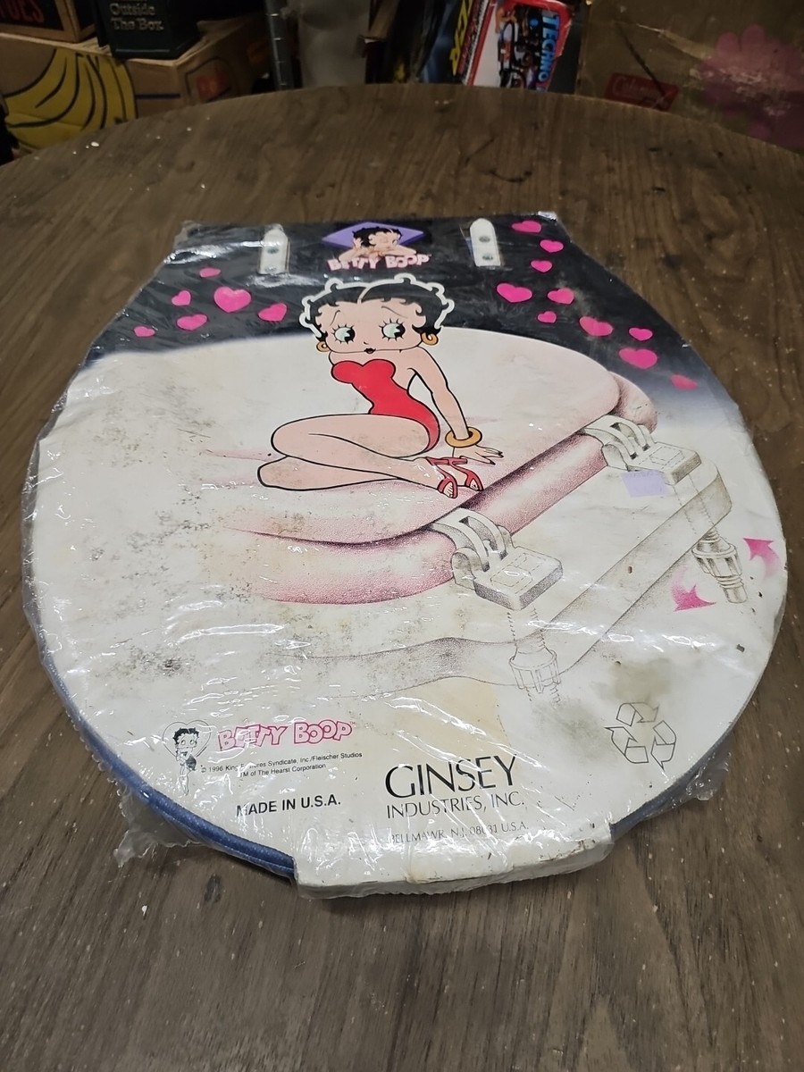Vintage BETTY BOOP Padded Denim Style Toilet Commode Seat