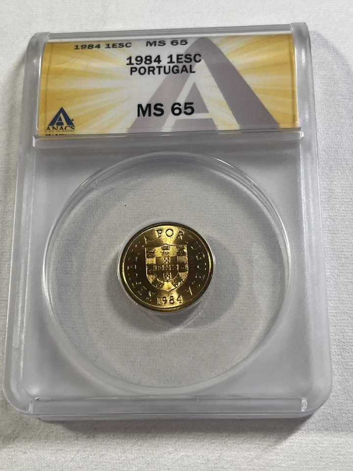 1984 Portugal 1 Escudo Graded MS 65 by ANACS - Image 2 of 4